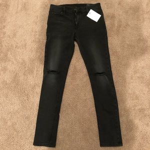 ASOS distressed super skinny jeans in washed black